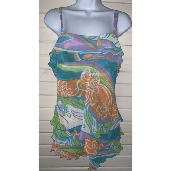 W Work To Weekend Size 8 Top Sleeveless Tiered Layered Adjustable Straps EUC - Picture 3 of 8